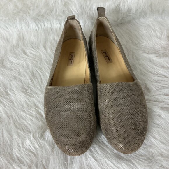 Paul Green Perry Perforated Metallic Gold Suede Leather Loafers UK 6.5 US 9 - Picture 2 of 8